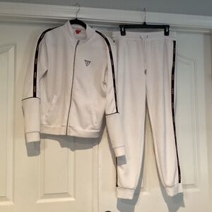 Guess 2 Pc Logo Design Pants Set, Size Small, Color White, Red, Black Preown